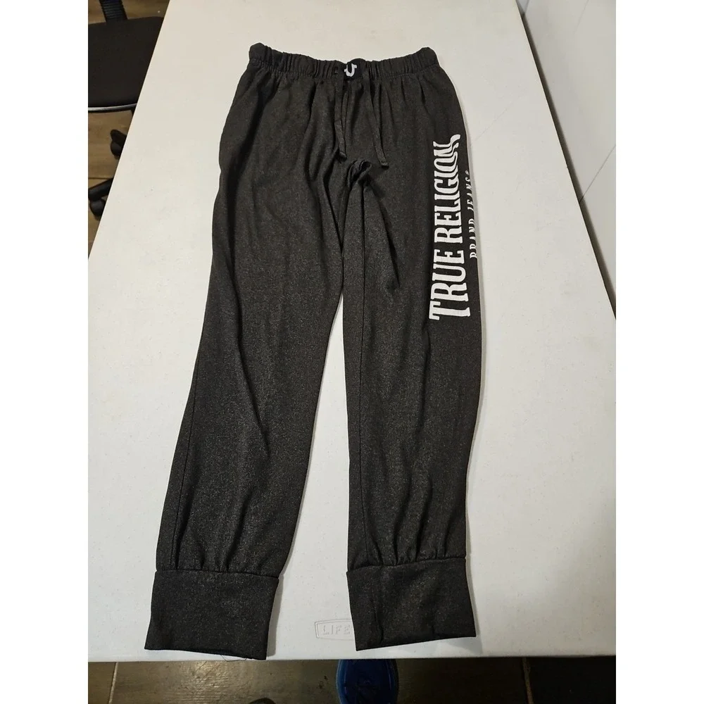 TRUE RELIGION Loungewear Joggers Size Medium Sweatpants‎ Black Cuffed (1501